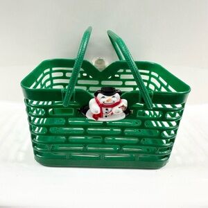 Vintage Hartin International Green Plastic Snowman Basket